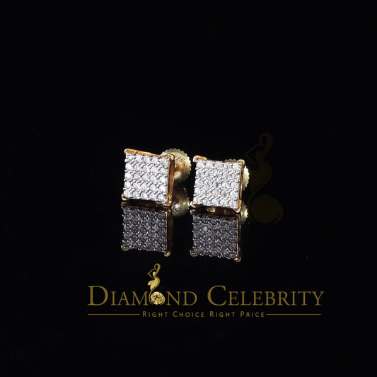 DiamondCelebritees  Yellow Sterling Silver Screw Back 0.50ct Cubic Zirconia Square Earrings Womens