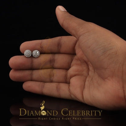 DiamondCelebritees 10K Real White Gold Real Diamond 0.55CT Men's/Women's Stud Round Earring