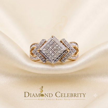 DiamondCelebritees Yellow 925 Silver 0.50 CT Real Diamond Engagement Womens Square Ring Size 7