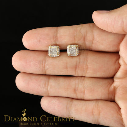 DiamondCelebritees 0.25ct Diamond 925 Silver Yellow Square Earring For Men's / Women's stud