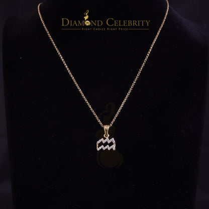 DiamondCelebritees 0.50ct Cubic ZirconiaYellow Silver AQUARIUS FEBRUARY Month Pendant Men & Women