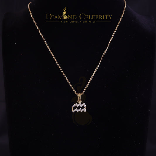 DiamondCelebritees 0.50ct Cubic ZirconiaYellow Silver AQUARIUS FEBRUARY Month Pendant Men & Women