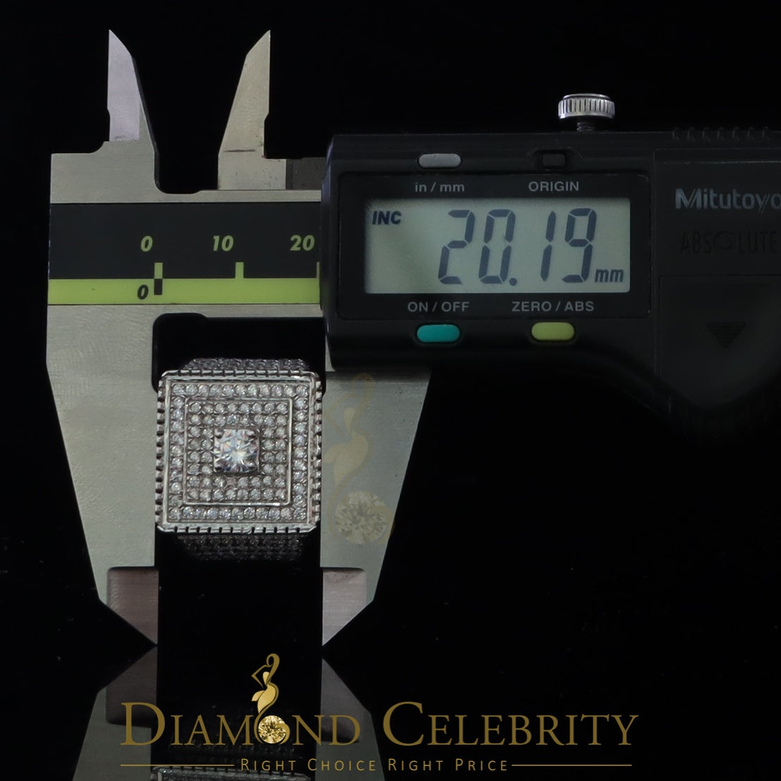 DiamondCelebritees Men's 6.25ct Cubic Zirconia White Silver Round Adjustable Ring From SZ 11 to 13