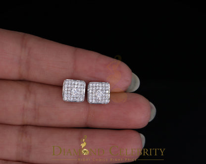 DiamondCelebritees  White 925 Silver 0.81ct Cubic Zirconia Women's & Men's Hip Hop Square Earrings
