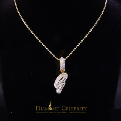 DiamondCelebritees Yellow Cursive 3D Alphabet Shape 925 Sterling Silver Cubic Zirconia Pendant