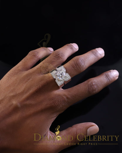 DiamondCelebritees 4.50ct Cubic Zirconia White 925 Silver Men's Adjustable Ring SZ From 9 to 11