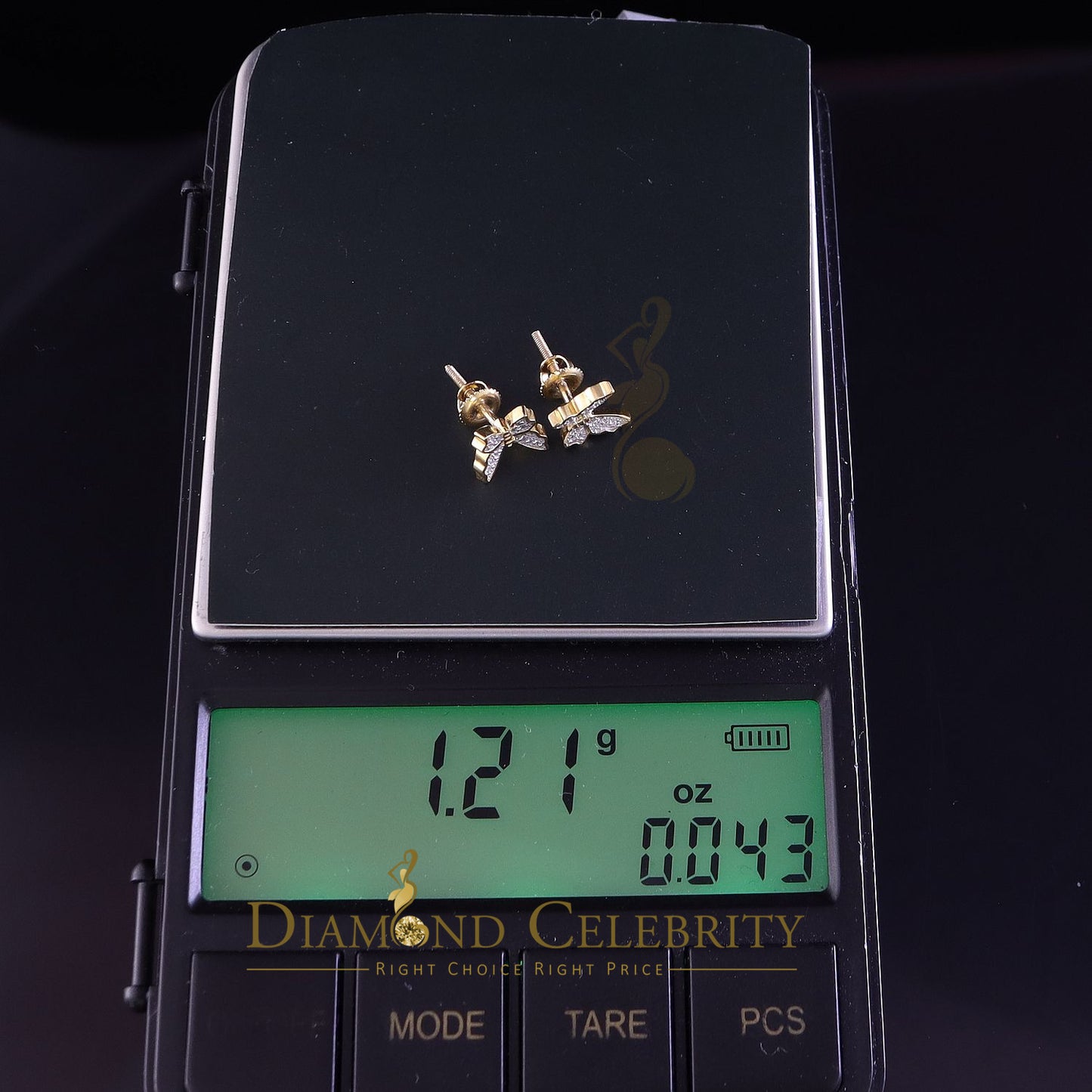 DiamondCelebritees  Women's 0.17ct Cubic Zirconia Butterfly Stud Earrings Yellow 925 Sterling Silver