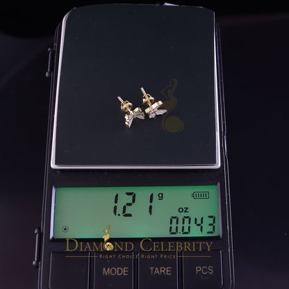 DiamondCelebritees  Women's 0.17ct Cubic Zirconia Butterfly Stud Earrings Yellow 925 Sterling Silver