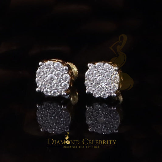 DiamondCelebritees Big Women's/Men's 925 Silver Yellow 0.50ct VVS D Moissanite Round Stud Earrings