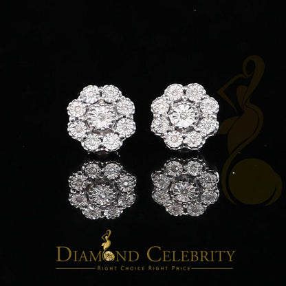 DiamondCelebritees 0.07 ct Diamond 925 Sterling Silver White Floral Earrings For Men's & Women's