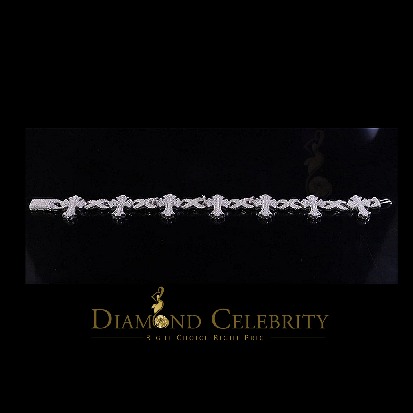 Diamondcelebritees  925 D'Moissanite Silver 8.00CT White Victoria Cross Infinity Bracelet Men/Women