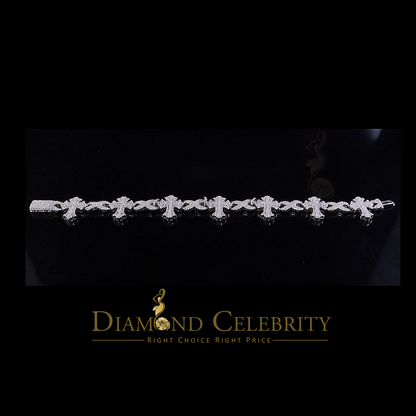 Diamondcelebritees  925 D'Moissanite Silver 8.00CT White Victoria Cross Infinity Bracelet Men/Women