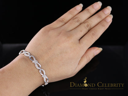 Diamondcelebritees 925 Sterling Silver Infinity Style 0.15CT Real Diamond Bracelet Size 7.5 Inch