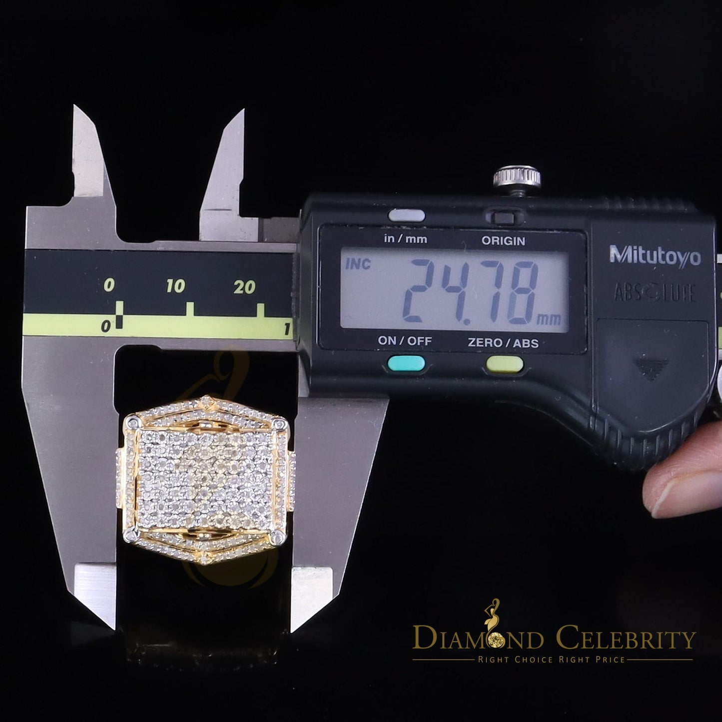 0.66ct Men's Real Diamond 925 Yellow Silver Big Mirage Set Square Rings Size 10