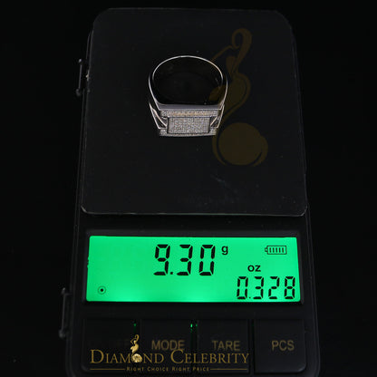 DiamondCelebritees White 925 Silver 0.85ct Cubic Zirconia Engagement Rectangle Men Rings Size10