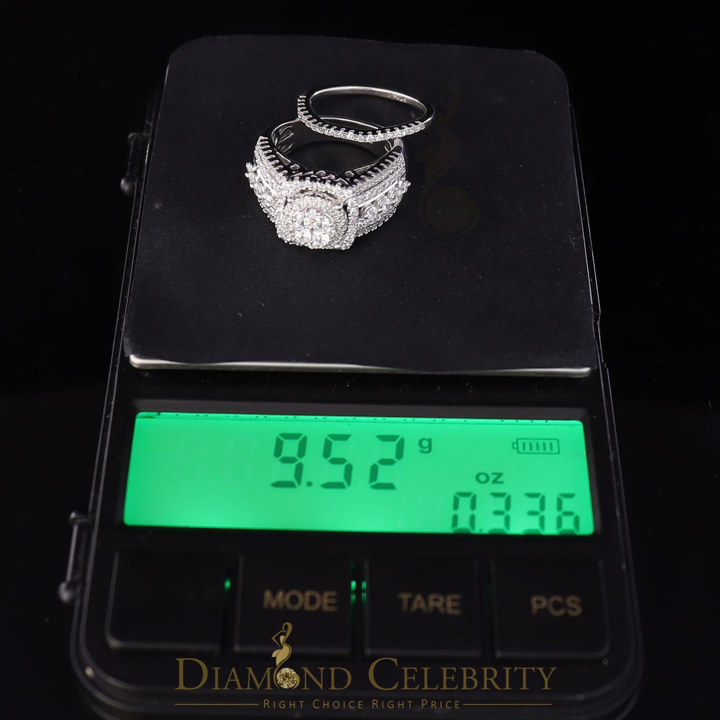 DiamondCelebritees White Sterling Silver 3.50ct Round Cubic Zirconia Double Bridal Womens Ring SZ7