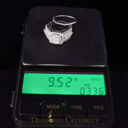DiamondCelebritees White Sterling Silver 3.50ct Round Cubic Zirconia Double Bridal Womens Ring SZ7