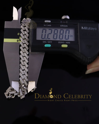 Diamondcelebritees  925 Sterling Silver White Cuban Moissanite Bracelet Wdth 8mm Length sz 8.50inch