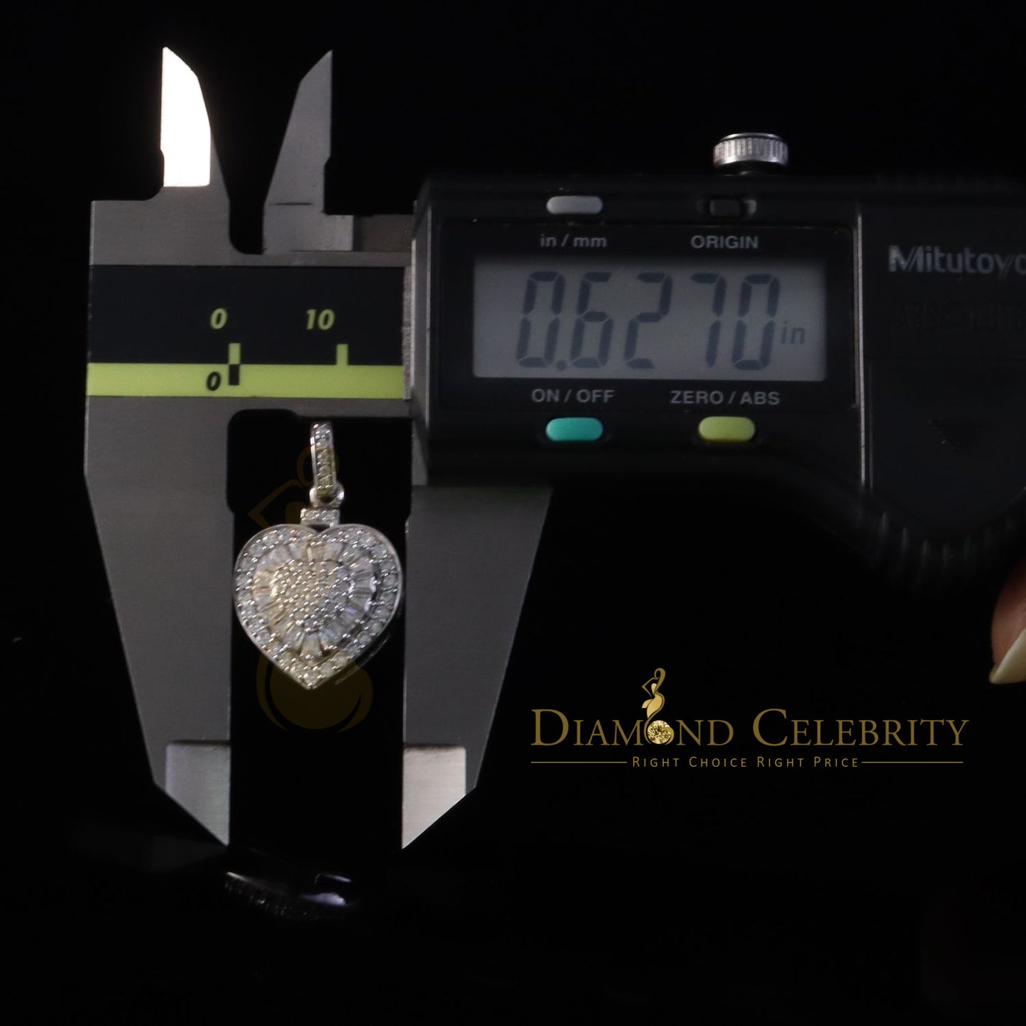 Diamondcelebritees  Women's White 925 Silver 1.00ct Moissanite Baguette & Round Heart Pendant