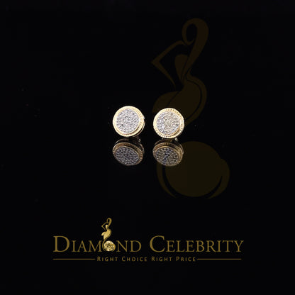 DiamondCelebritees 925 Sterling Silver 0.20 ct Diamond For Ladies & Mens Yellow Stud Round Earrings