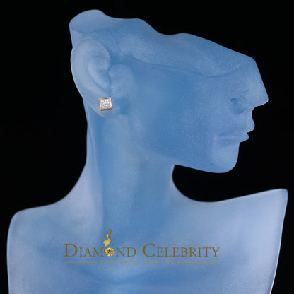 DiamondCelebritees 10K Real Yellow Gold with 0.05CT Real Micro Diamond Men's/Women's Stud Earring