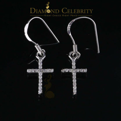 DiamondCelebritees  White 0.40ct Sterling 925 Silver Hip Hop Cross Dangling Women's & Men's Earring