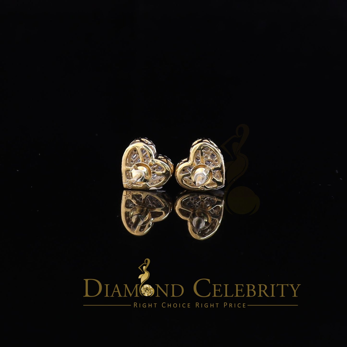 DiamondCelebritees  925 Yellow Sterling Silver 1.48ct Cubic Zirconia Men's & Women's Heart Earrings
