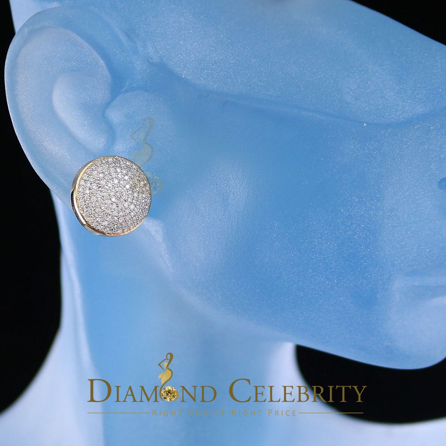 DiamondCelebritees 925 Sterling Silver Yellow Hip Hop 0.66ct Diamond Men's/ Women's Stud Earrings