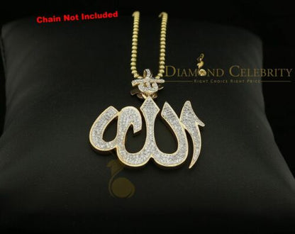 DiamondCelebritees Promising Yellow Sterling Silver Allah Shape Pendant with 2.77ct Cubicn Zirconia