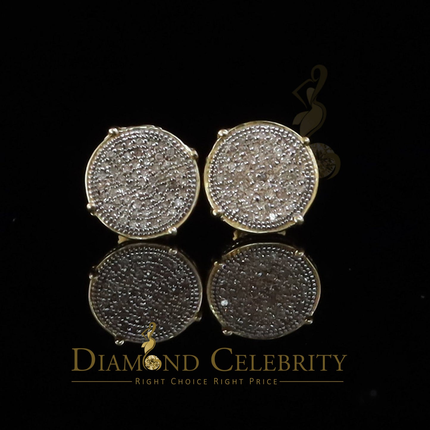 DiamondCelebritees Yellow 925 Sterling Silver 0.30ct Diamond For Women's/ Men's Stud Round Earrings