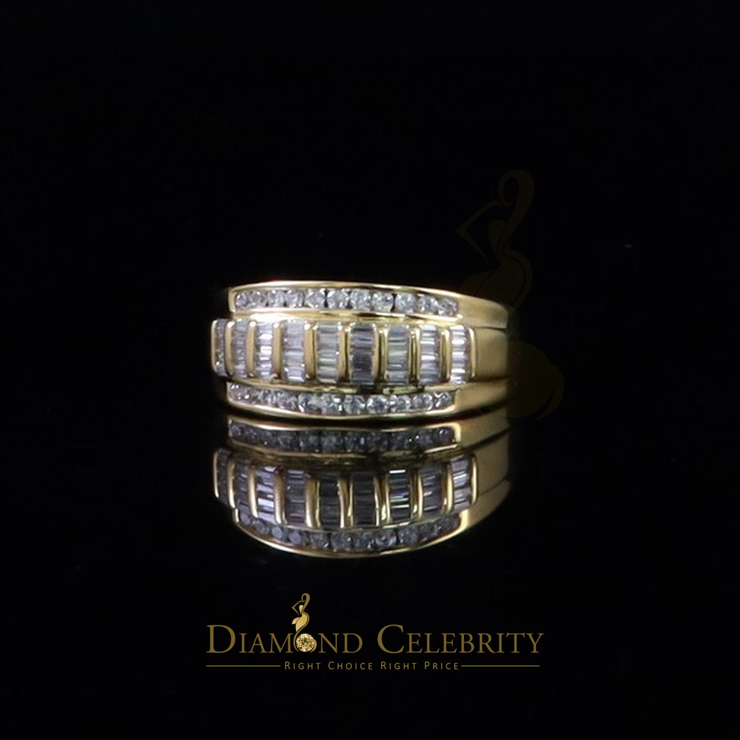DiamondCelebritees 925 Yellow 1.75ct Cubic Zirconia Silver Men's Adjustable Ring From SZ 9 to 11