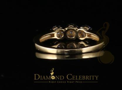 DiamondCelebritees 925 Yellow Silver Cubic Zirconia 1.25 ct Past Present Future Womens Ring Size 6