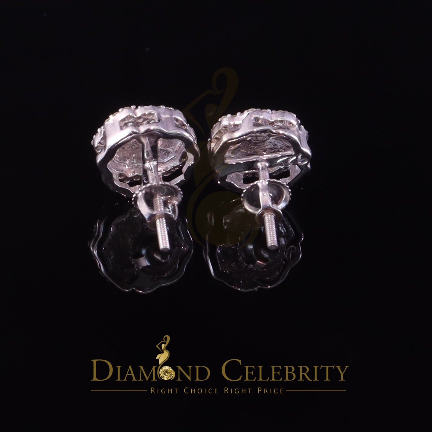 DiamondCelebritees 0.15ct Diamond 925 Sterling White Silver For Men's & Womens Stud Nugget Earrings