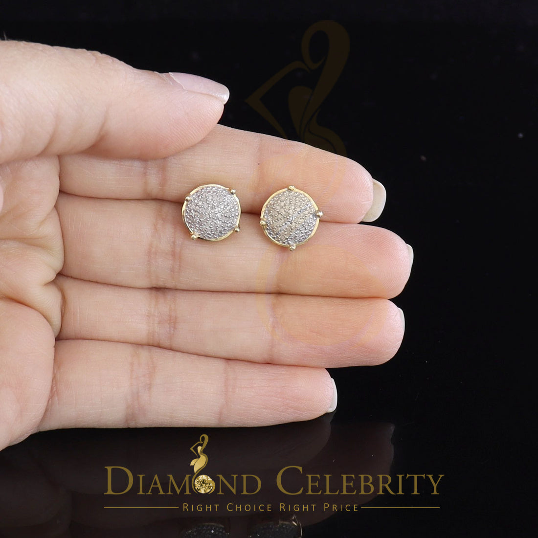 DiamondCelebritees 0.25ct Diamond 925 Sterling Silver Yellow For Men's/Women's Stud Round Earrings