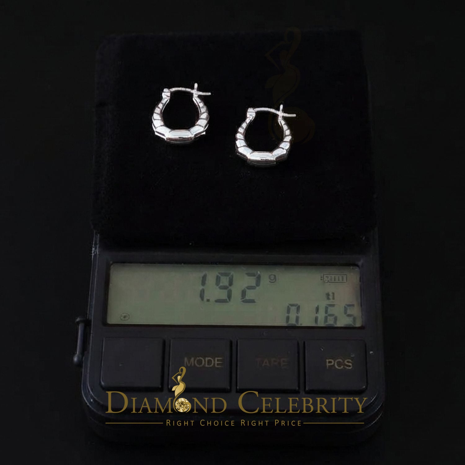 925 Sterling Silver Bamboo Texture Ridged Section Classic Oval 15mm Hoop Earring