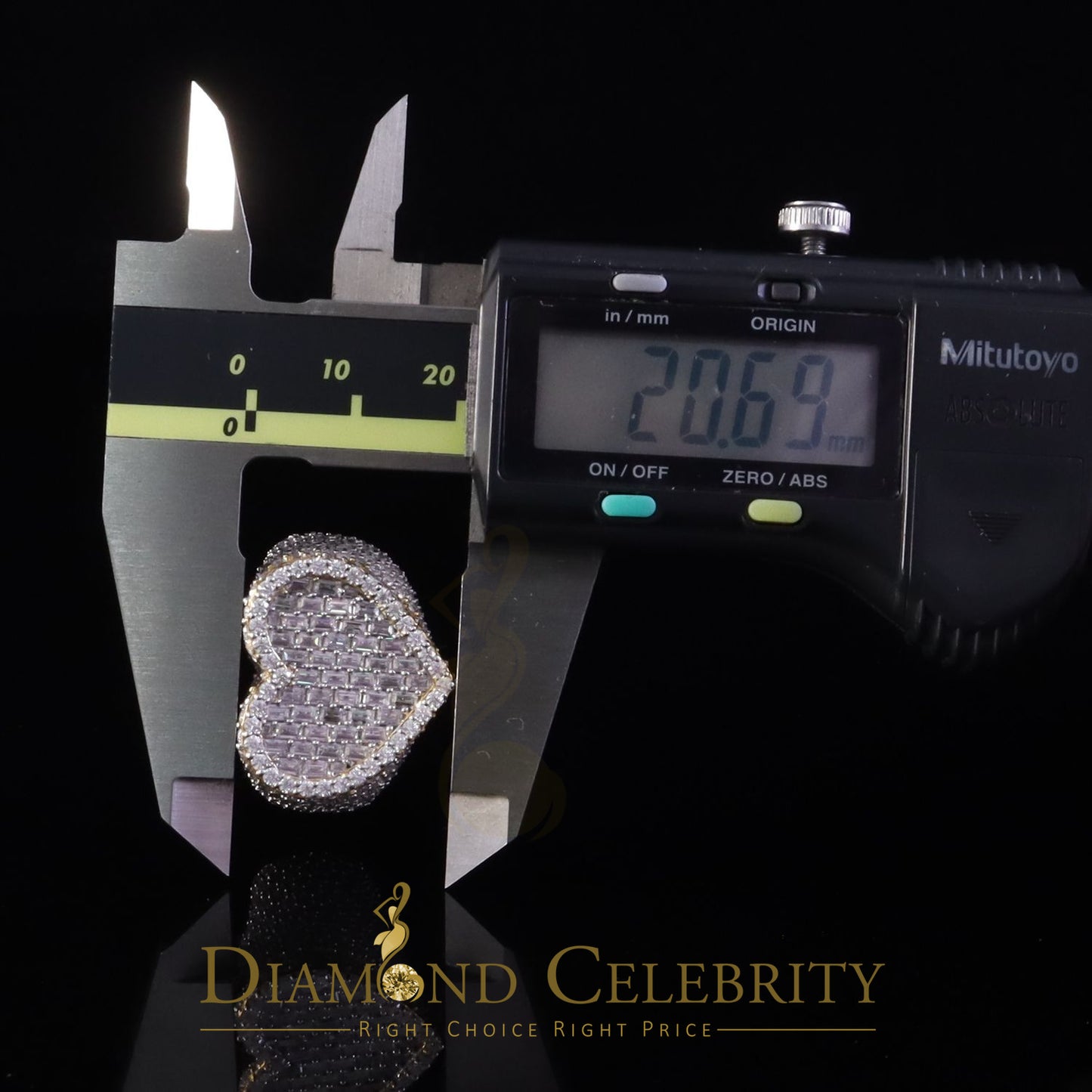 DiamondCelebritees Men's 925 Silver Yellow 7.00ct VVS 'D' Moissanite Stone Heart Rings Size 10