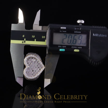 DiamondCelebritees Men's 925 Silver Yellow 7.00ct VVS 'D' Moissanite Stone Heart Rings Size 10