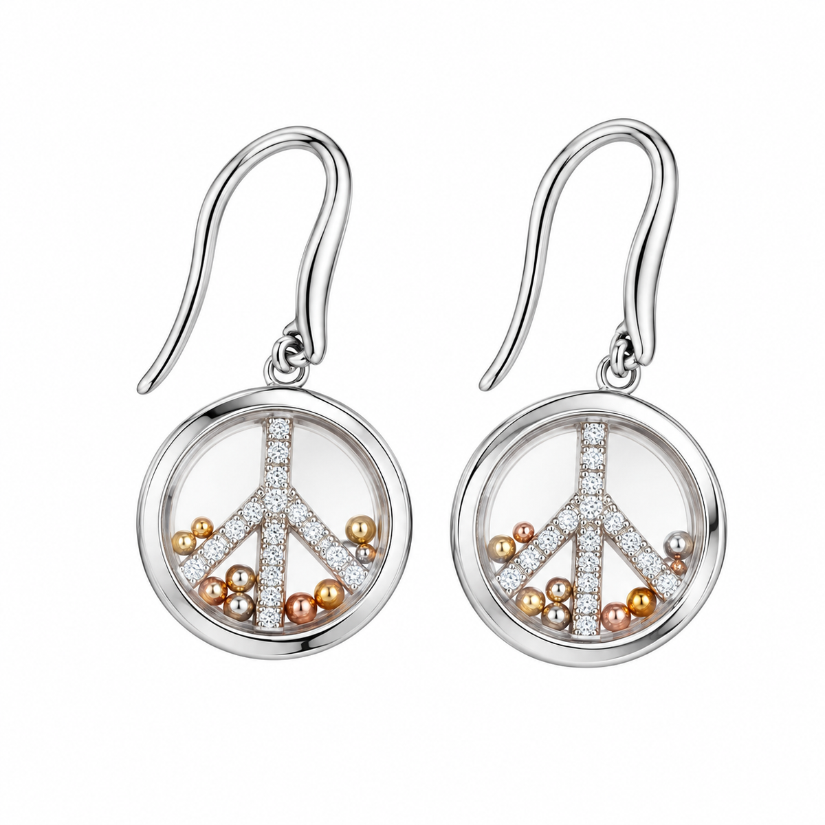 DiamondCelebritees  White Men's Hip Hop CZ Round dangling 925 Sterling SilverCZ Earrings