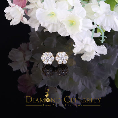 DiamondCelebritees  1.50ct Cubic Zirconia Sterling Yellow Silver For Men's / Women's Round Earring