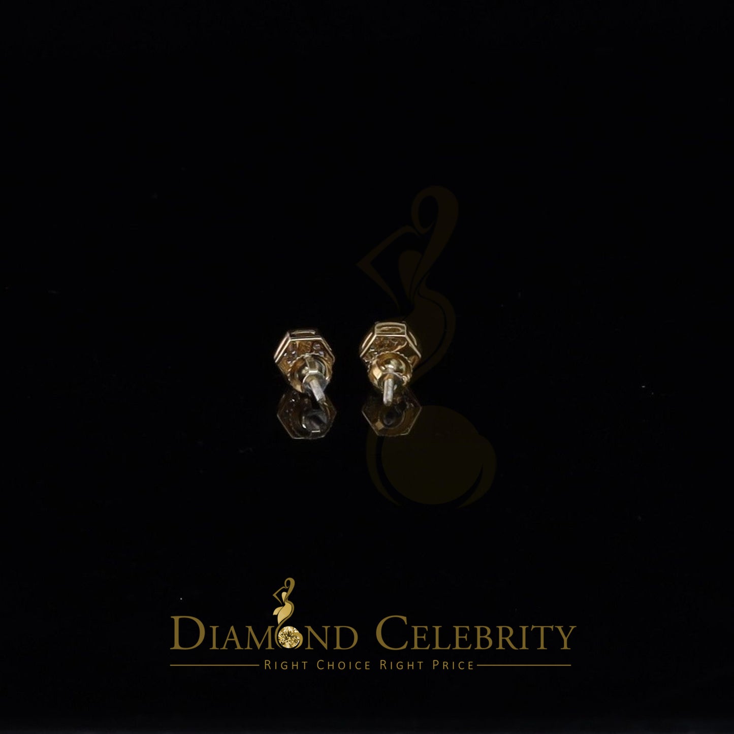 DiamondCelebritees  925 Yellow Silver 0.38ct Cubic Zirconia Women's & Men Hip Hop Hexagon Earrings