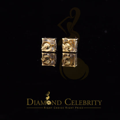 DiamondCelebritees 10K Real Yellow Gold with Real 1.50ct Diamonds Square Stud Earrings