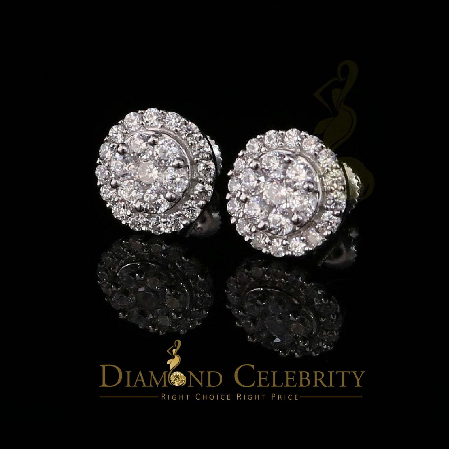 DiamondCelebritees  925 White Silver 1.96ct Cubic Zirconia Hip Hop Women's & Men's Round Earrings