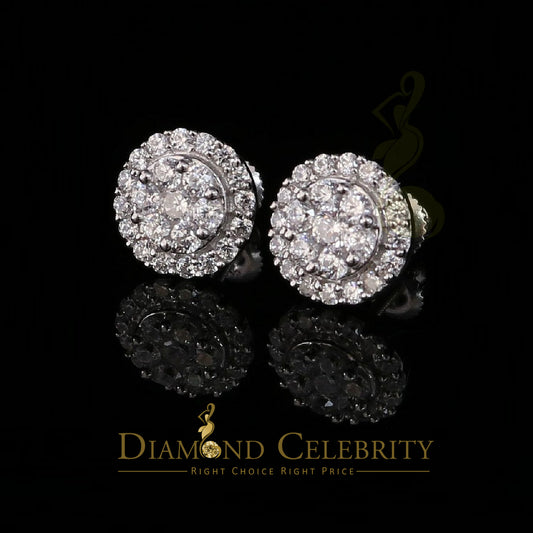 DiamondCelebritees  925 White Silver 1.96ct Cubic Zirconia Hip Hop Women's & Men's Round Earrings