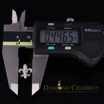 DiamondCelebritees  White 0.35ct Cubic Zirconia 925 Silver Men's & Women's Fleur de Lis Earrings