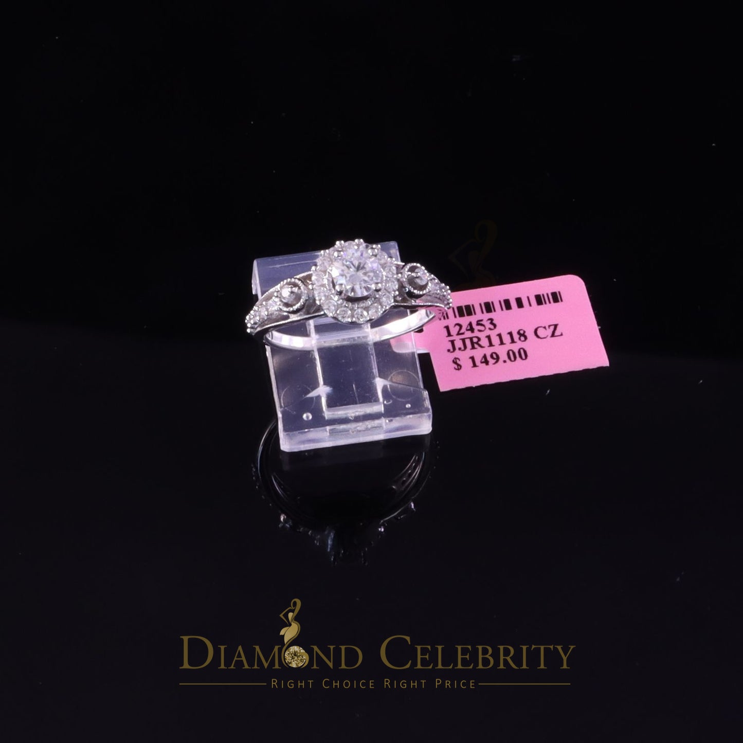 DiamondCelebritees 1.31ct Cubic Zirconia 925 White Sterling Silver Women Engagement Rings Size 7