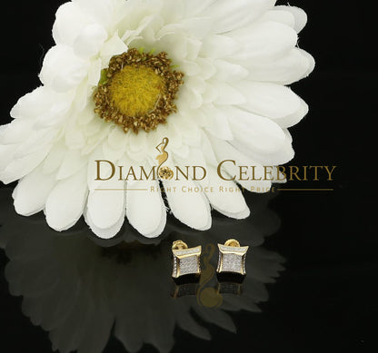 DiamondCelebritees Real Diamond 0.10CT with 10K Yellow Real Gold Men's /Ladies Studd Earring