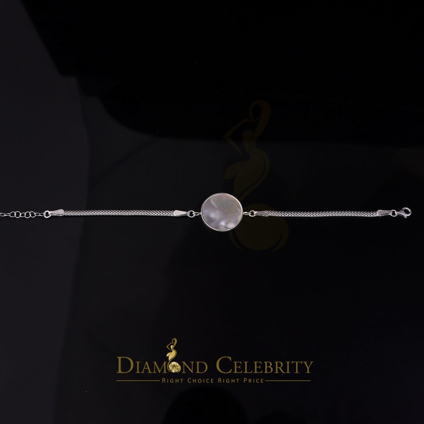 DiamondCelebritees White 925 Sterling Silver Women's Mother Of Pearl Tree Of Life Bracelet Size 8