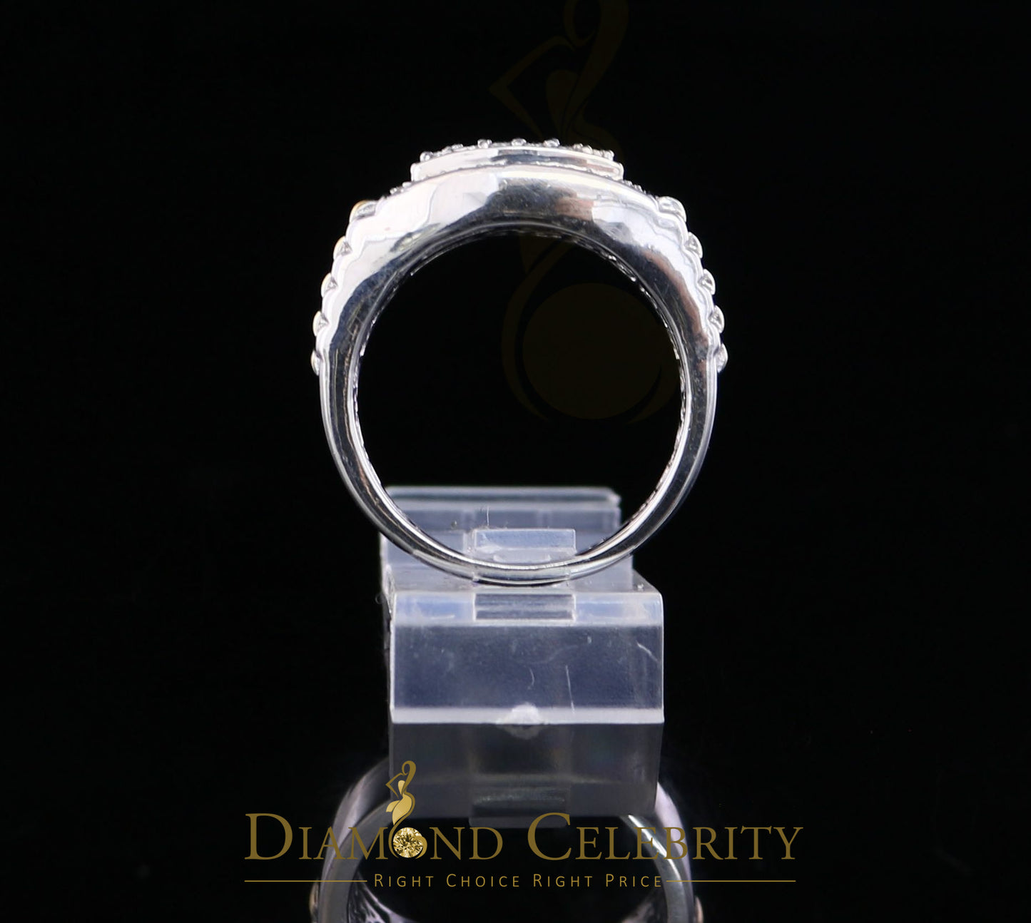 DiamondCelebritees 0.25 CT Real Diamond 925 Sterling White Silver Two Tone Shine Men's Ring Size 10