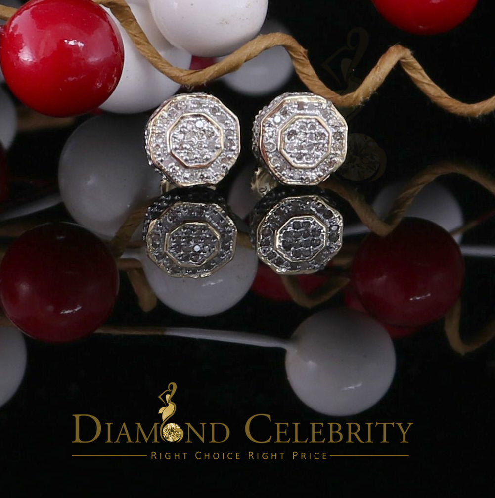 DiamondCelebritees Women's Stud In 925 Yellow Sterling Silver 0.10ct Diamond Stud Men's Earrings