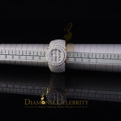 DiamondCelebritees Yellow Silver 4.50ct VVS 'D' Moissanite Baguette Round Rings Size 10 for Men's